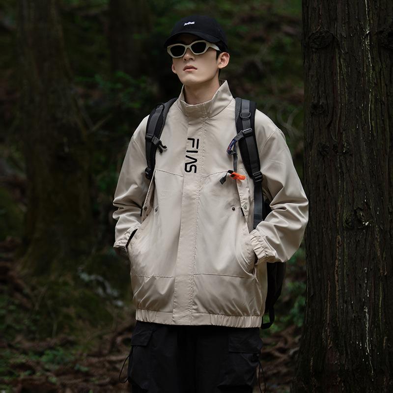 American Fleece Jacket Boys Autumn and Winter Tooling Hooded Trench Coat Jacket Windproof