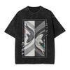 Koi Karpfen Fisch Japanische T-Shirts Gewaschen Kurzarm Harajuku T-Shirts Vintage Herren Damen Streetwear Bedrucktes T-Shirt