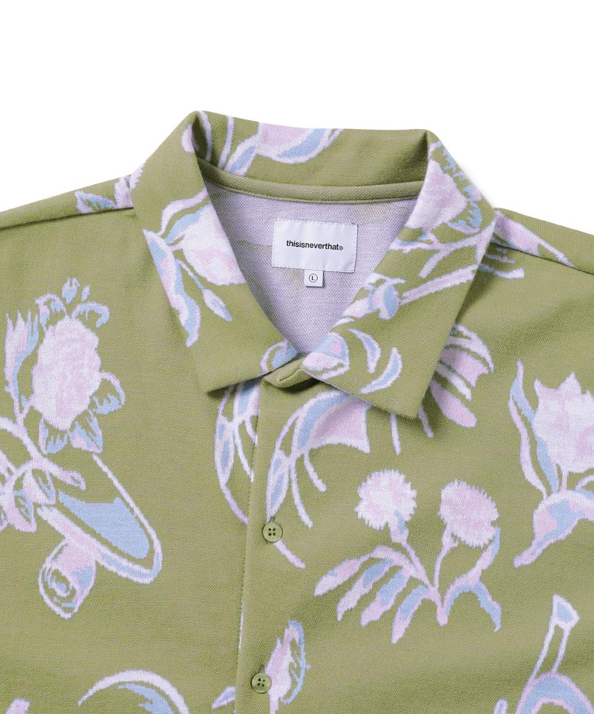 THISISNEVERTHAT Object Jacquard Button Up Top Green