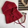 Winter Knitted Hooded Scarf Hat Women Warm Ear Protection Cap Outdoor Cycling Cold-Proof Integrated Neck Warmer Fashion Hat