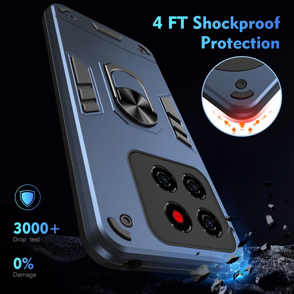 For ZTE Blade A56 Case PC+TPU Drop Defend Phone Cover with Ring Kickstand