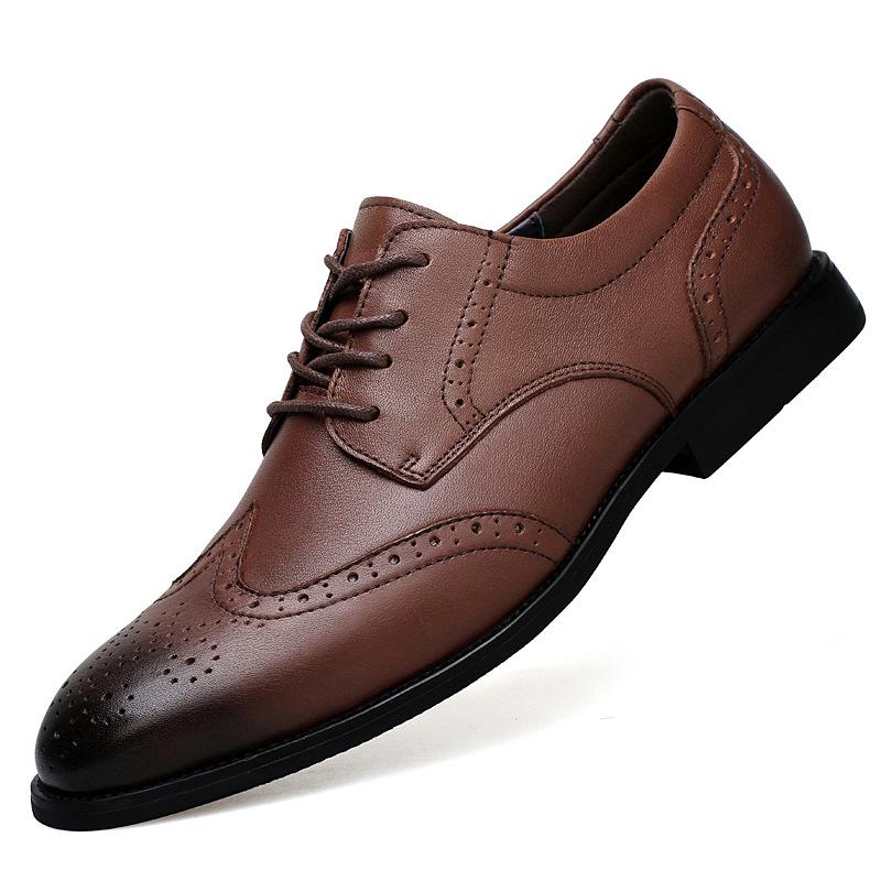 Men s Formal Brogue Leather Shoes - British Style, Small to Large Sizes 41