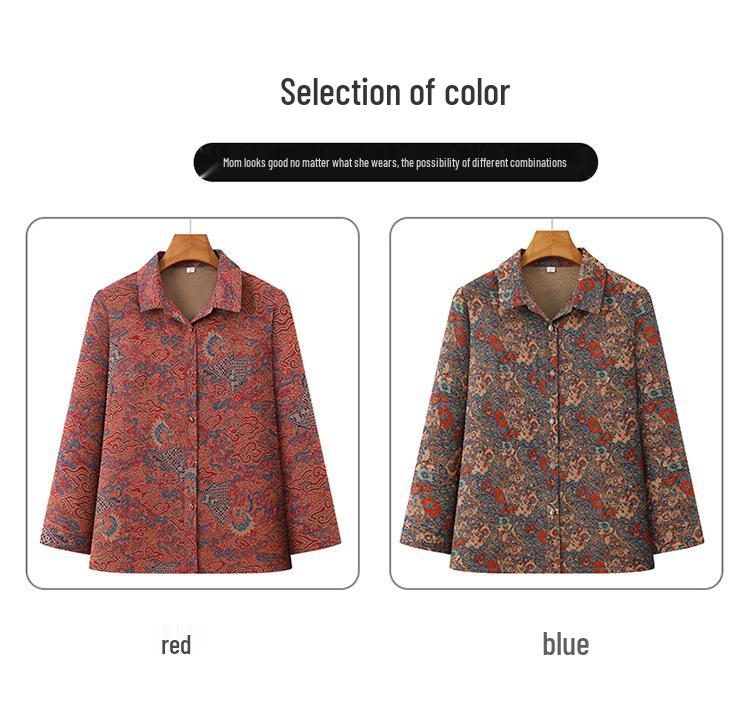 Grandma-Style Lightweight Lapel Cardigan for Middle-Aged and Elderly Women