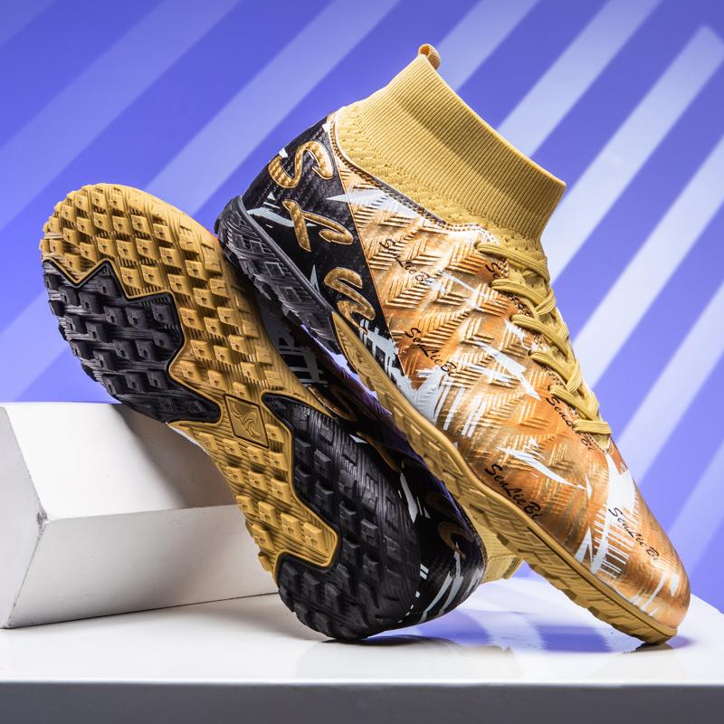 Men/kid's Football Boots Leather Soccer Shoe Rubber Soft Sole Short Nail Artificial Turf Youth Children Football Shoes Mens Football Shoes