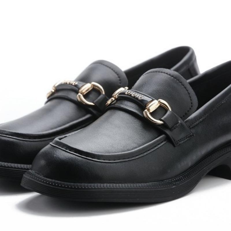 Cowhide spring and autumn women's fashion single shoes beef tendon sole low heel non-slip wear-resistant round head fashionable versatile