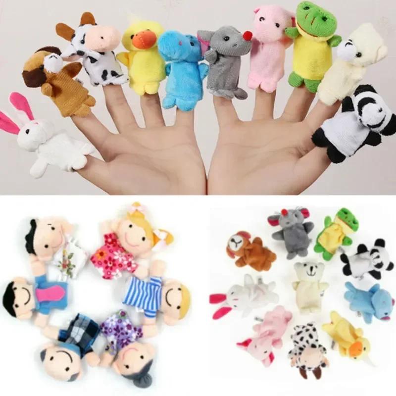 10Pcs Baby Cartoon Animal  Family Finger Puppet Role Play Tell Story Cloth Educational  Gift