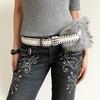Faux Fur Leather Fur Belt Rivet Plush Belt Fashion Y2K Waistband  Dress Decoration