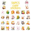 56 Gluttonous Animal Graffiti Stickers Chubby Little Animals Eat Cute Cartoon Decorative Stickers