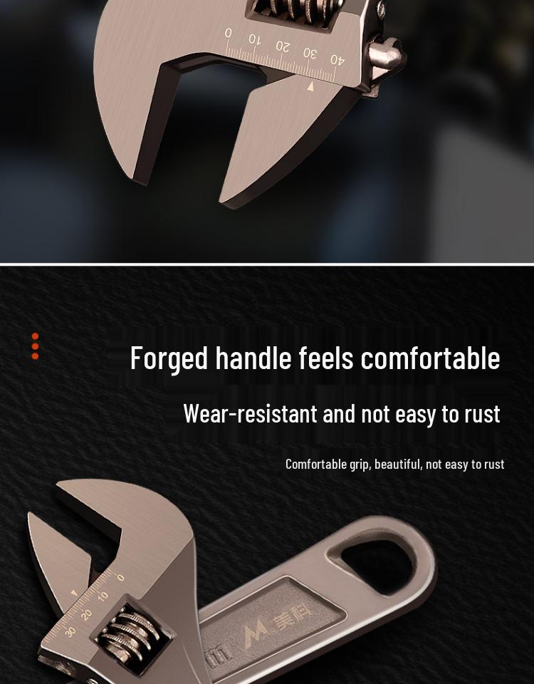 Industrial Multifunctional Adjustable Plumbing Wrench with Large Opening