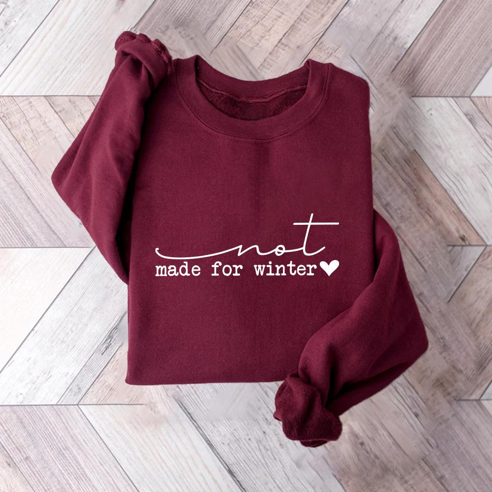 Women's Winter Unfit Simple Loose Fleece-Lined Pullover Hoodie