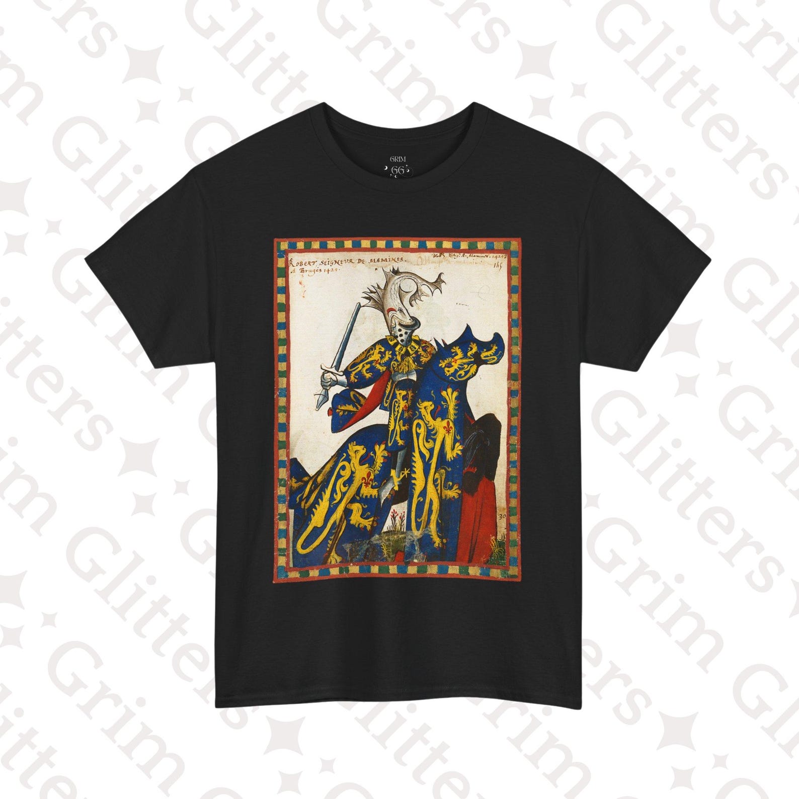 Lord of Masmines T-Shirt: Medieval Knight with Fish Crest XL
