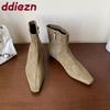 Mode Mode Flock Damen Flats Knöchel Modern Stiefel Schuhe Weiblich Spitzschuh Schuhwerk Stretch Damen Kurze Stiefel Reißverschlüsse Schuhe