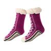 1 Pair Winter Socks Shoes Pattern Plush-lined Warmth Retention Christmas High-tube Socks Leg Warmer Fall