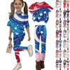 Kinder Unabhängigkeitstag Outfit Set Kurzarm Oberteil und Lange Hosen Zweiteiliger Lässiger Anzug für Jungen und Mädchen Bequeme Passform