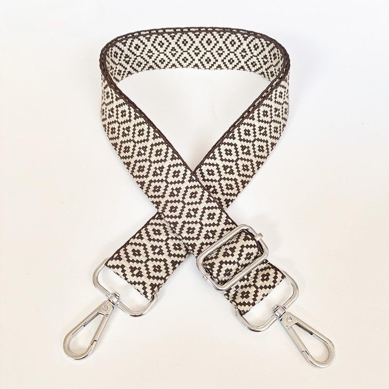New Thickened Canvas Webbing Colored Jacquard Rhombus Adjustable Shoulder Crossbody Long Strap Women's Bag Accessories Broadband