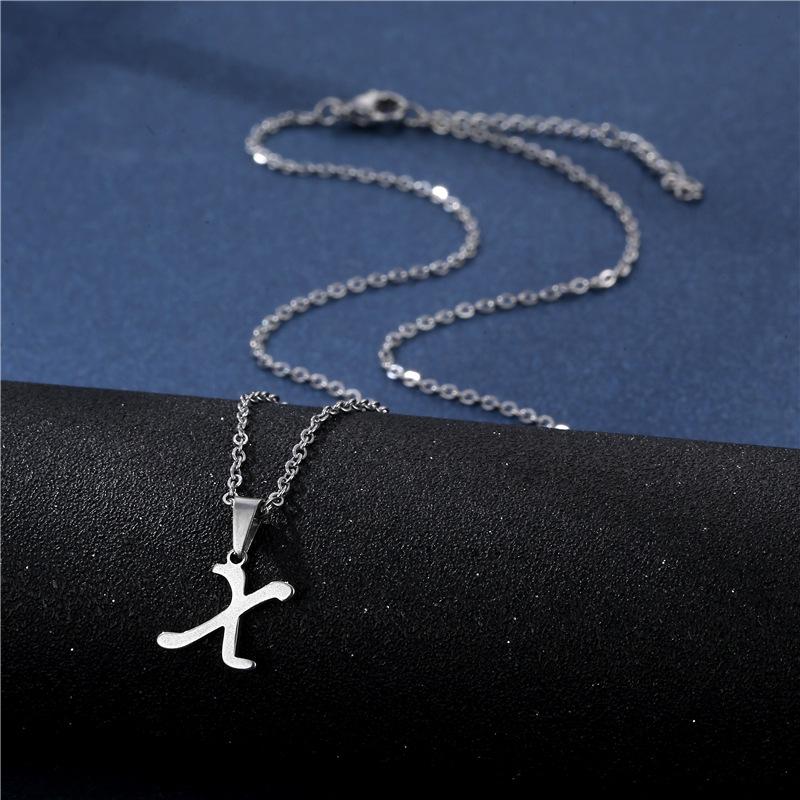 Fashion Initial Letter Pendant Necklace for Women Simple Stainless Steel Letter Glossy Clavicle Chain Choker Necklaces Jewelry