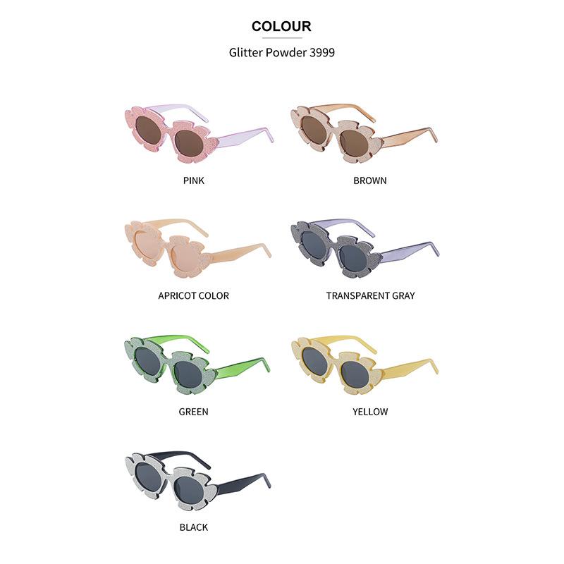 Personalized Glitter Flower Sunglasses Women'S Irregular Sunglasses Women'S Funny Decorative Glasses
