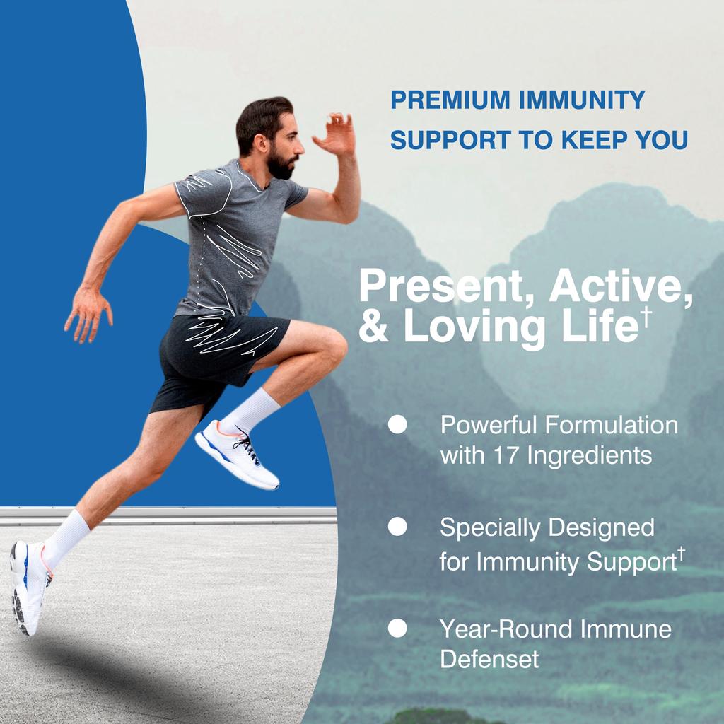 Airboy Immune Support Supplement Contains 1000 Mg Vitamin C, Zinc, Elderberry Extract, Ginger Root, and Beta-Carotene.
