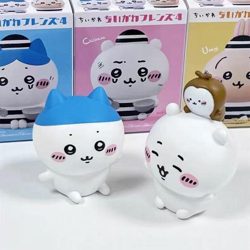 Chiikawa Friends Seria 4 Figurki w Zamkniętym Opakowaniu | Uroczy Usagi Hachiware Shumai Chiikawa Styl Pluszowy Mini Zabawka Wystawka Kolekcjonerskie