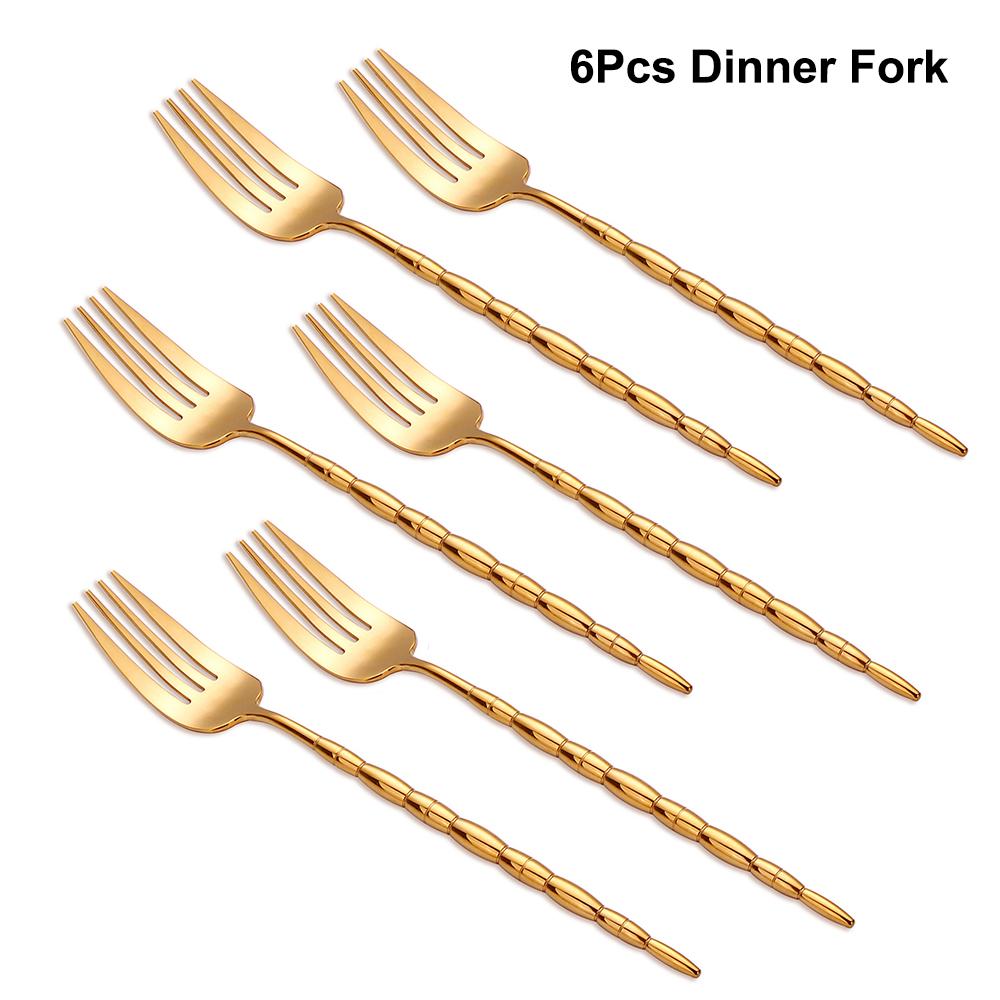 6/16Pcs Gold Tableware Stainless Steel 304 Cutlery Elegant Dinner Set Western Knife Fork Spoon Bead Shaped Handle Flatware