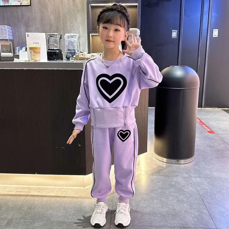 Spring Autumn Girls Clothing Set Cartoon Pattern Hoodies Sweatshirt+ Pants 2Pcs Outfit Suit for 2-8 Years Kids