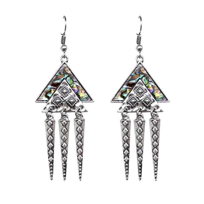 Bohemian 3D Triangle Shell Dreamcatcher Tassel Hook Earrings