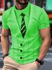 Men's 3D Fake Suit Print T Shirt With Pinstripe Blazer, Shirt And Tie Design Casual Funny Men Women Business T-shirt Clothing
