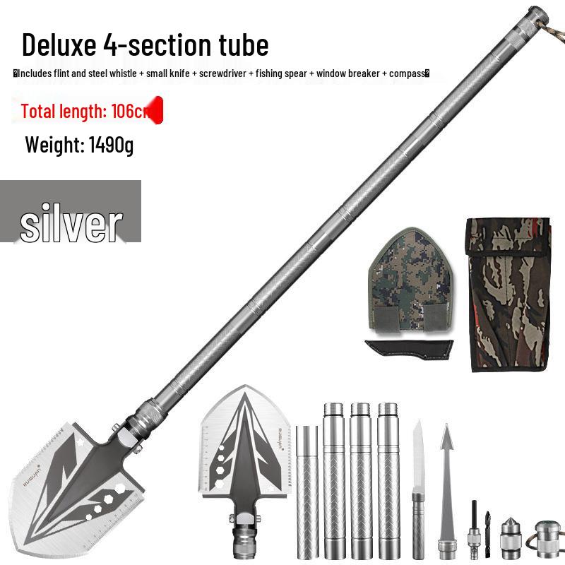 Multi-functional Outdoor Folding Shovel: Manganese Steel, Ideal for Camping, Fishing, Off-road Use, and Vehicle-mounted Tasks