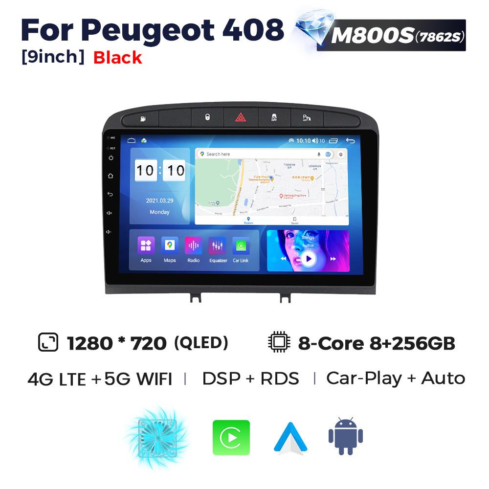 NaviFly 2 DIN Android Car Radio  For Peugeot 408 2012-2020 308 308SW 2007-2015 Wireless Carplay Multimedia Stereo Navigation GPS