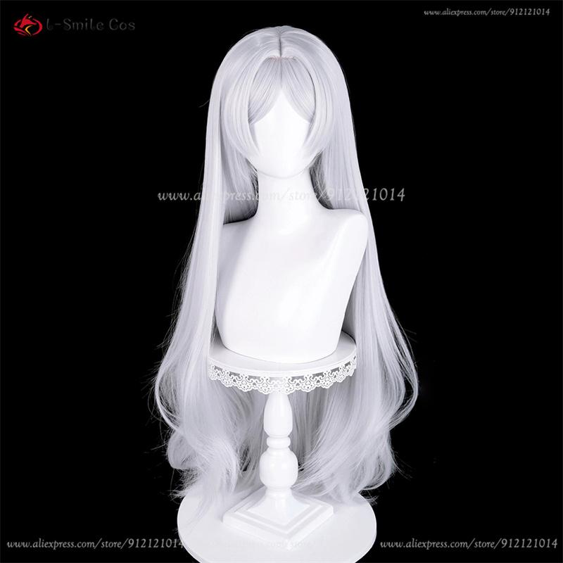 Parrucca Cosplay Frierenn 95cm Argento Bianco Resistente al Calore Capelli Sintetici Per Costumi da Donna Parrucca Cosplay Anime Halloween