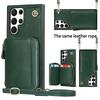 Leather Crossbody Wallet Cards Phone Case For Samsung Galaxy S25 S24 S23 Ultra S22 S21 S20 Note 20 S24FE Lanyard Zipper Cover