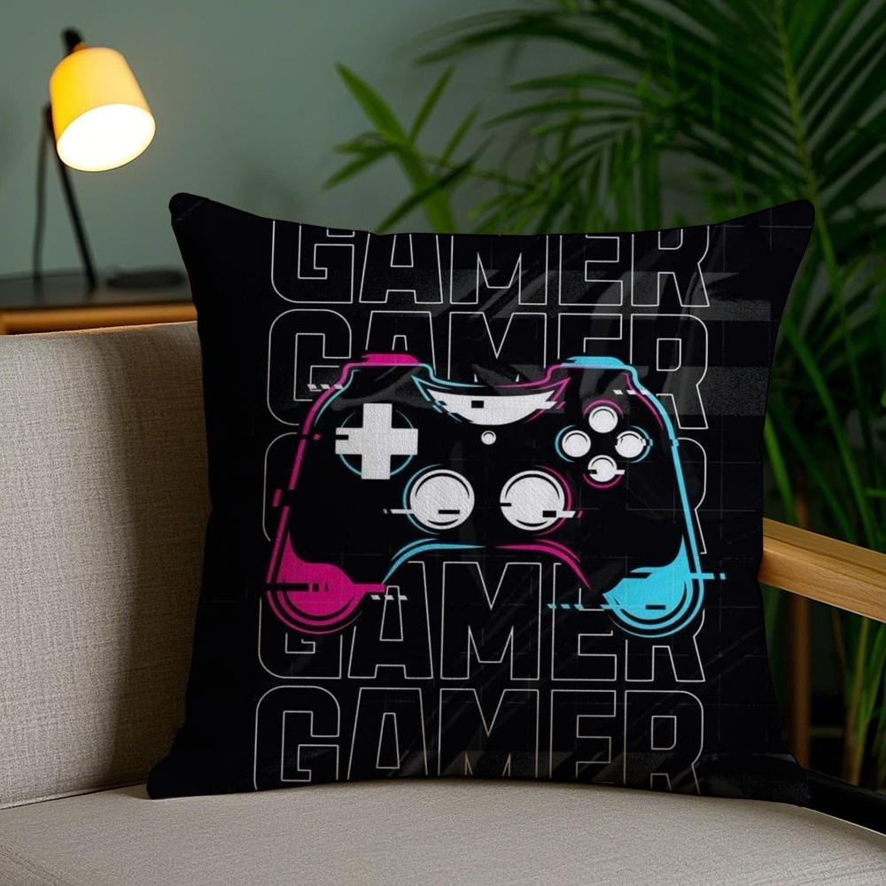 Colorful Graffiti Game Gamepad Cushion Cover Soft Short Plush Double-Sided Printing Home Decor Machine Washable Pillow Case Gift