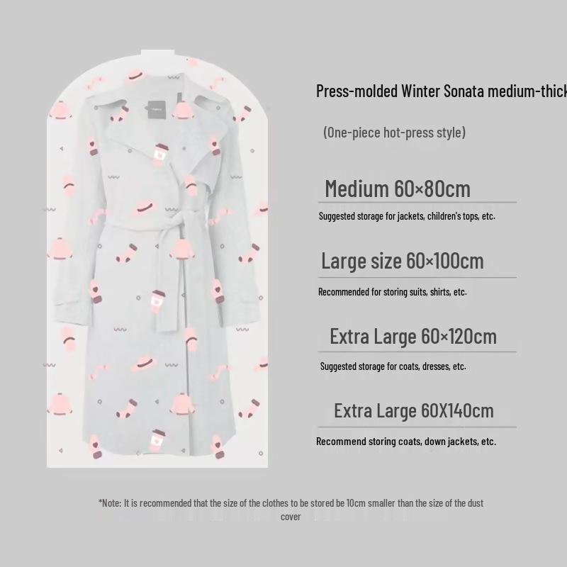 Thickened Transparent PEVA Dustproof Garment Bag for Suits – Washable Hanging Clothes Cover