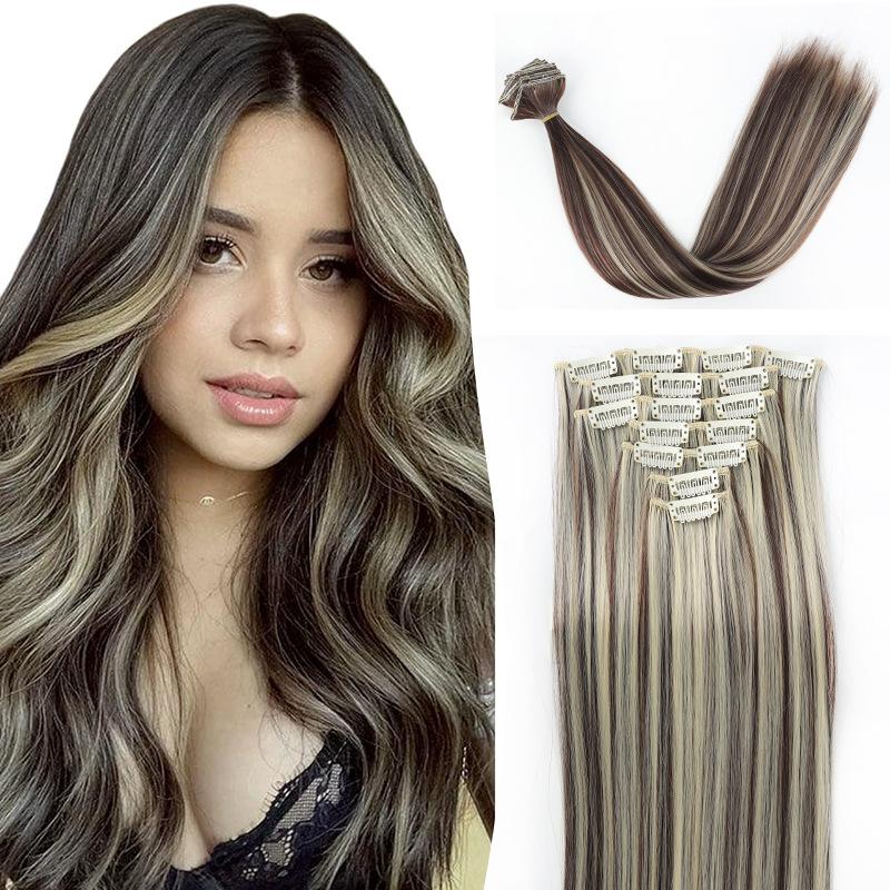 

Synthetic Clip Hair Extension Piece Seven-piece Set Of Natural Long Straight Hair Multi-size Women s Hair Accessories 20inches