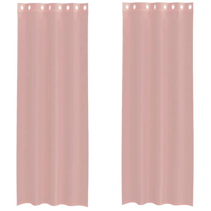 VidaXL Rideaux en voile avec œillets 2 pcs rose 140x260 cm, rideau en filet, rideau transparent, voile de fenêtre, 4102099