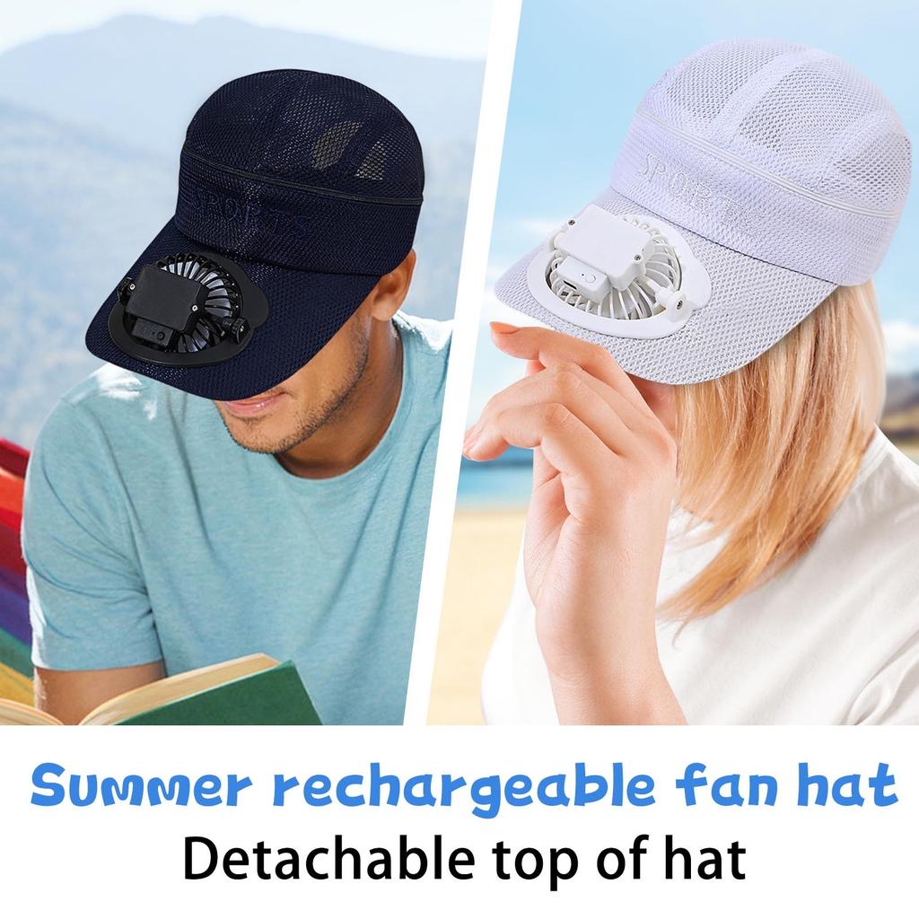 Summer Rechargeable Fan Hat With Strong Wind And Adjustable Sun For Adults With Sunshade And Empty Top Cap For Leisure Travel