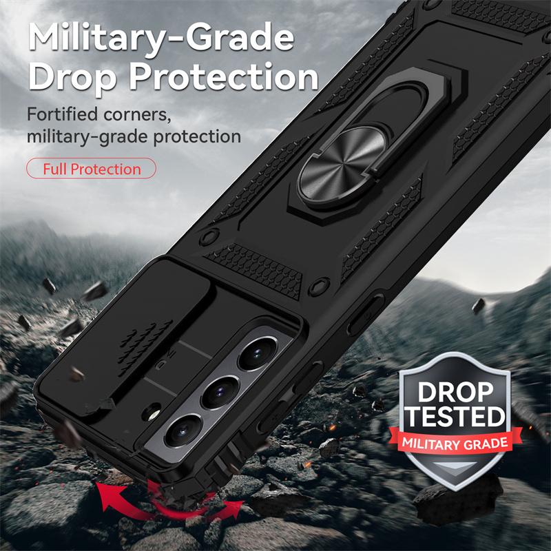 Armor Slide Camera Funda For Samsung Galaxy S21 Ultra Case Magnetic Holder Ring Protect Cover For Galaxy S21 + Plus S 21FE Funda