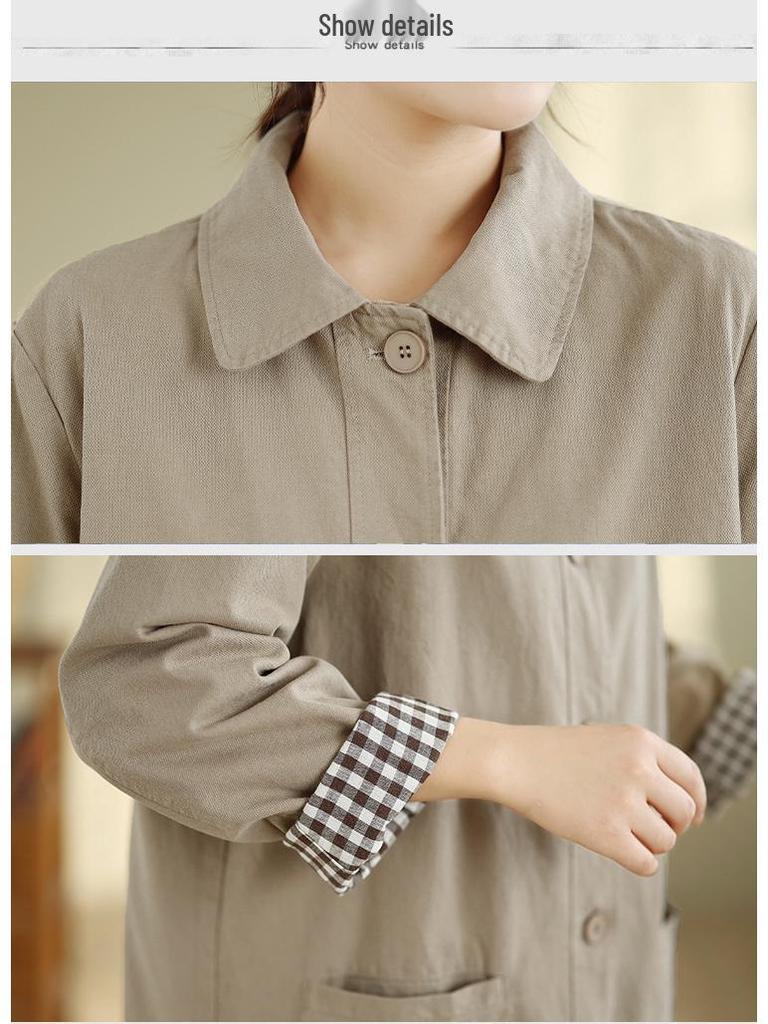 Women's Mid-Length Trench Coat - 2025 Autumn/Winter Korean Style, Casual & Versatile Literary Design