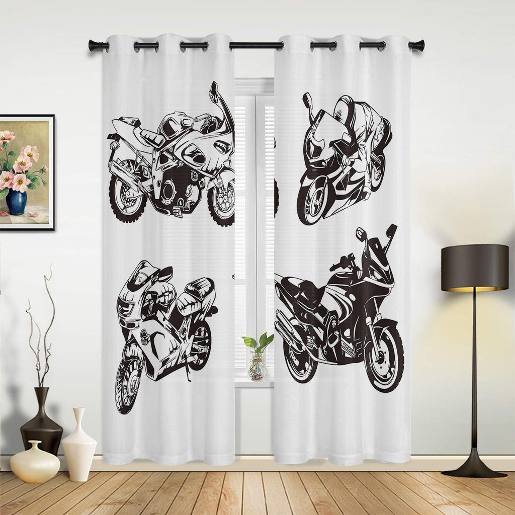 Eagle Banner Motorcycle Curtains for Bedroom Living Room Drapes Kitchen Children's Room Window Curtain Modern Home Decor