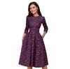 A-Linienförmiges Retro-Blumenkleid für Damen mit 3/4-Ärmeln