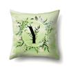 Polyester Pillowcase Car Decoration Small Fresh Green Leaves 26 English Letter Printing Pillow Cushion Cover