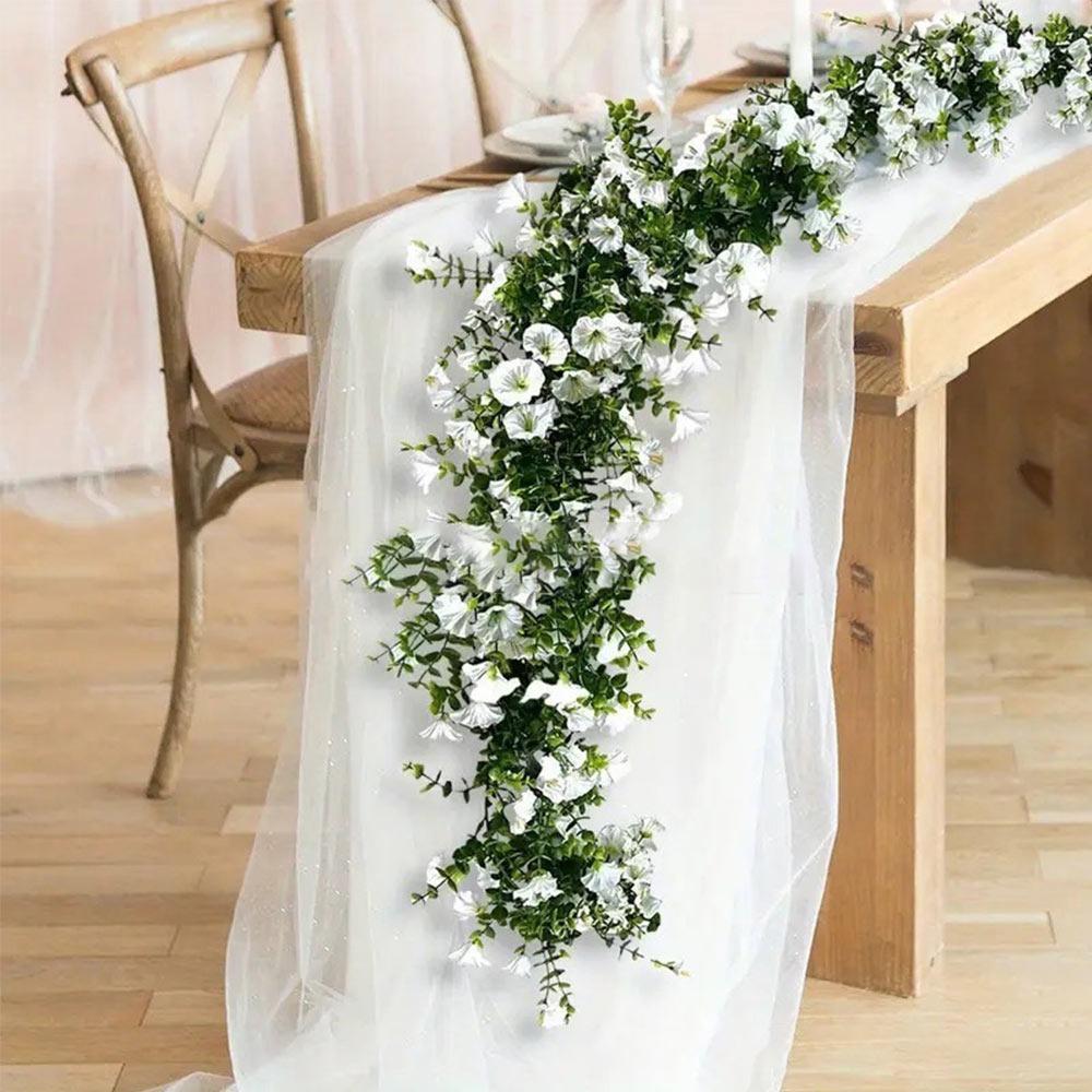 

Multicolor Morning Glory Artificial Flower DIY Green Leaves Simulation Eucalyptus Leaves Fake Flower Accessories білий