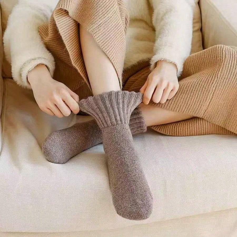 5pairs Women Winter Socks Warm Thick Knit Soft Vintage Casual Crew Socks Fuzzy Socks Knitted Socks For Women