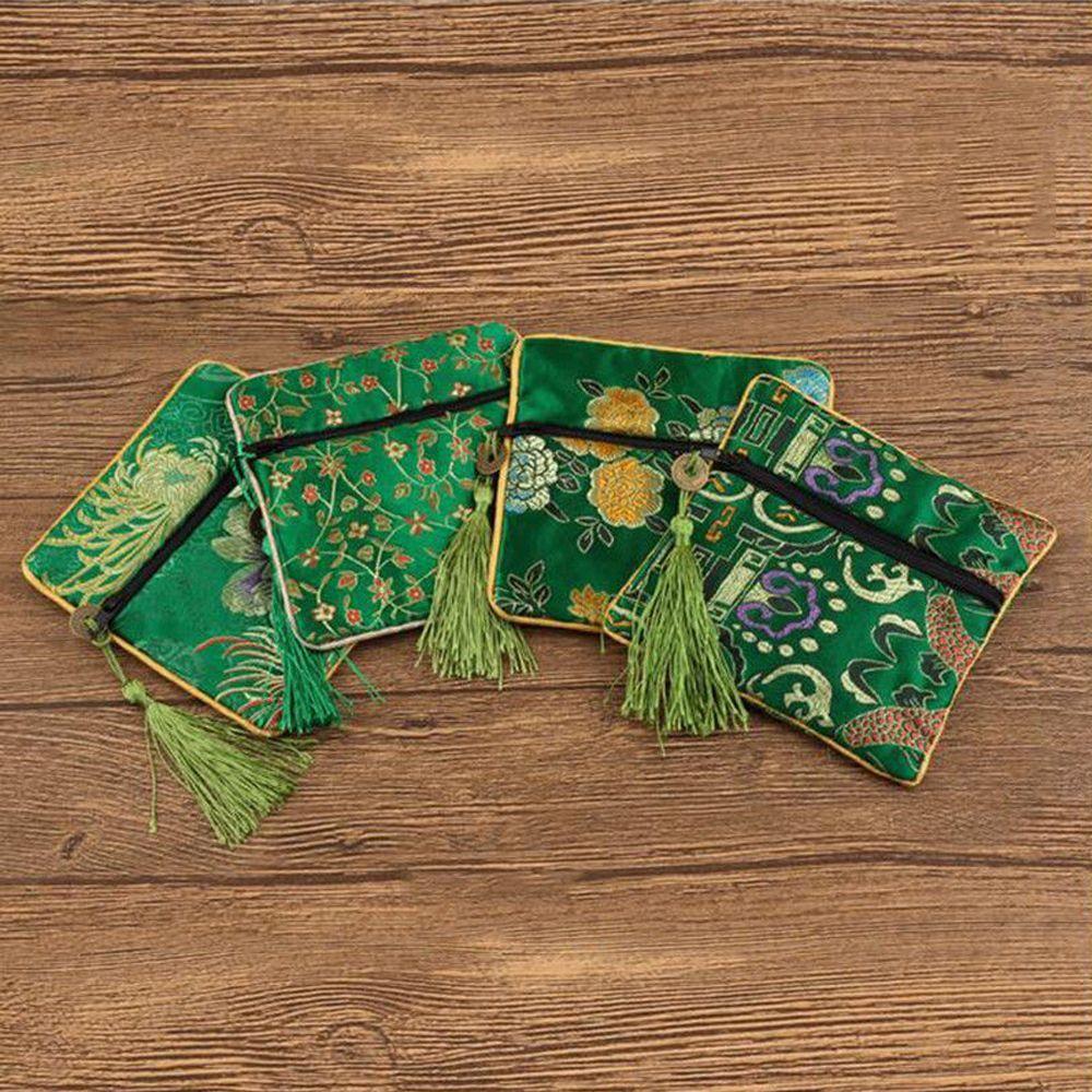 Quartet Zipper Packaging Tassel Beads Fabric Brocade Jewelery Bag Wallet Handbags Tips Bag