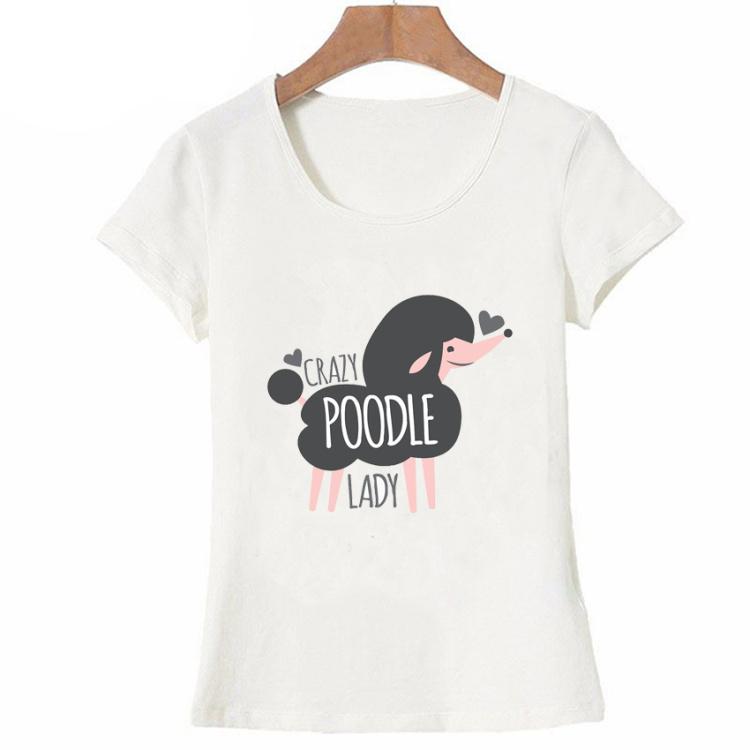 New Summer Women Tshirt Colorful Poodle Dog Watercolor TShirt Dabbing Poodle Funny maiden Tops Tees Cute Girl Short Sleeve