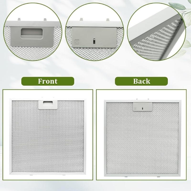 Aluminum Filter Panels, Replacement Set of 2 for MSH1313 Range Hood Models with Metal Frame and Pull Handle Design for Home Maintenance