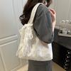 Style Lace Sweet Blossom Canvas Tote Bag Large Capacity For Outings Daily