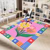1pc Floral Patchwork Area Rug Soft Flannel Floor Mat for Living Room, Bedroom and Carpet, Sofa Coffee Table Floor Mat, Decorative Rug q14