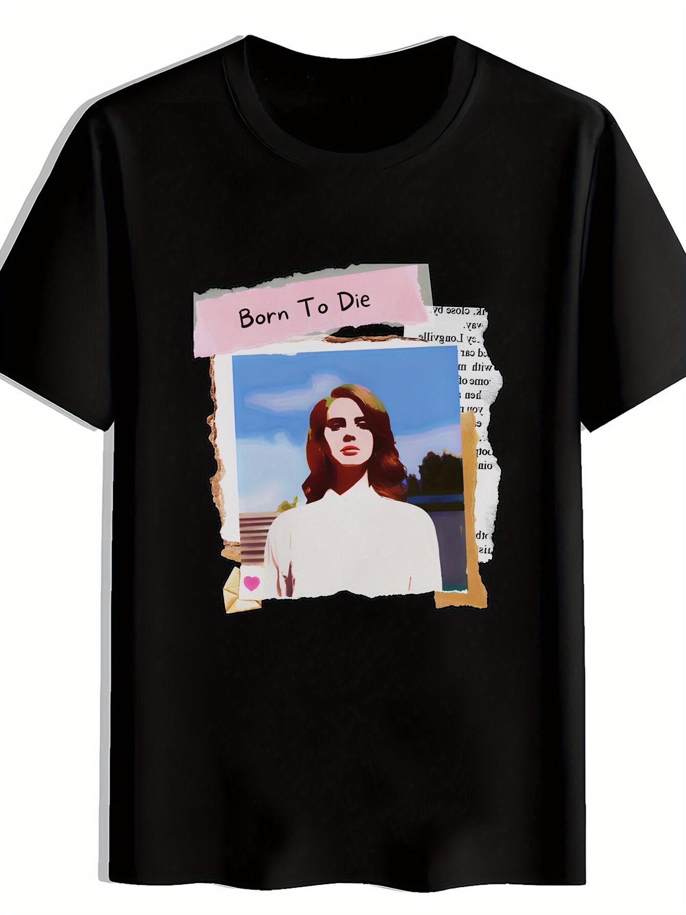 T-shirt Casual Crew Neck with  Born to Die  Graphic Print M