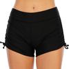 Women's Solid Color Bottom Up Light Proof  Motion Yoga Drawstring Swimming Trunk